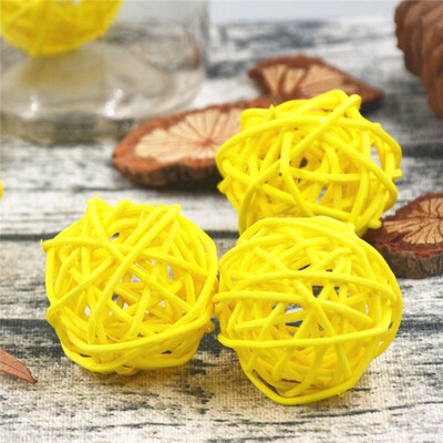 

10Pcslot 3cm Artificial Straw Ball For Birthday Party Wedding Decoration Rattan ball Christmas Decor Home Ornament Supplies