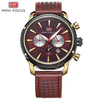 

MINI FOCUS Fox mens watch alloy watch store hot fashion multi-function leather strap