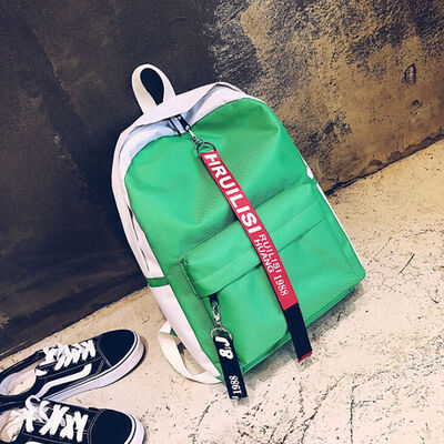 

fashion 2019 Women Lightweight Casual Zipper Color Letter Waterproof Backpack Daypack Travel Outdoor Work College Bag