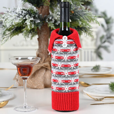 

Christmas Buttons Zipper Wine Cover Xmas Santa Claus Outfit Christmas Wine Bottle Bag Cover Table Decor