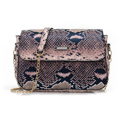 

Women Serpentine Shoulder Crossbody Bag PU Leather Square Snake Flap Bags