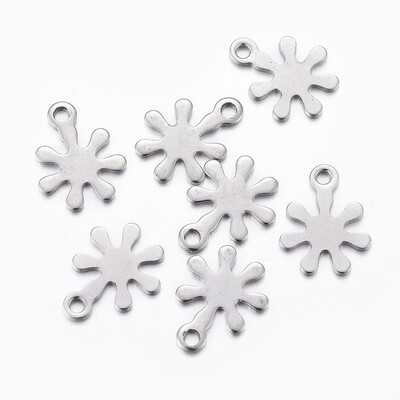 

304 Stainless Steel Charms Flower Stainless Steel Color 12x9x08mm Hole 14mm