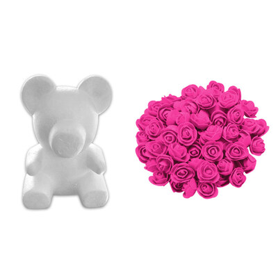 

2335cm Foam Bear Fake Rose Modeling DIY Craft Holiday Party Decor Supplies Gift
