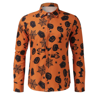 

Tailored Mens Autumn Fashion Casual Halloween Printed Long-sleeved Top Blouse Shirt