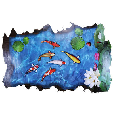 

Carp Lotus Pond 3D DIY Thicken Waterproof PVC Self Adhesive Wall Stickers