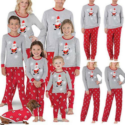 

UK Christmas Family Matching Santa Pajamas Set Women Kid Sleepwear Nightwear