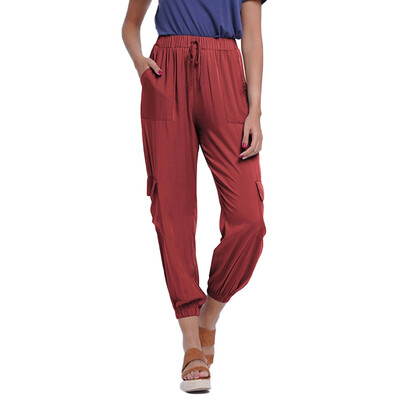 

2019 Autumn Fashion Casual Women Multi-pocket Tooling Beam port Trousers