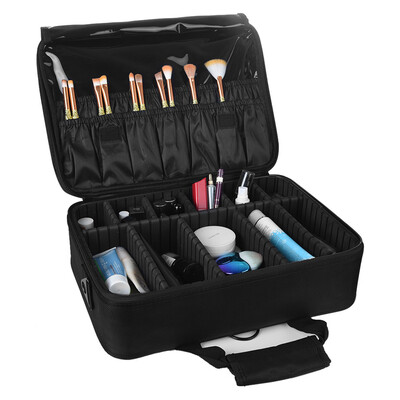 

Siaonvr 3 Layer Makeup Train Case Organizer Bag With Shoulder Strap Adjustable Dividers