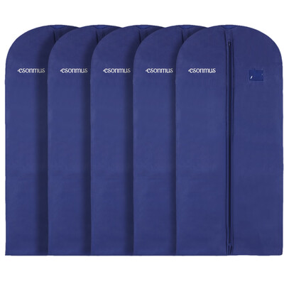 

Esonmus 128 60cm Non-Woven Hanging Garment Clothes Bags Dustproof Moistureproof Mothproof Dress Suit Covers with PVC Window for