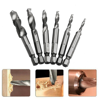 

〖Follure〗Hex Shank High Speed Steel Compound Spiral Screw Thread Taps Drill Bit Tool