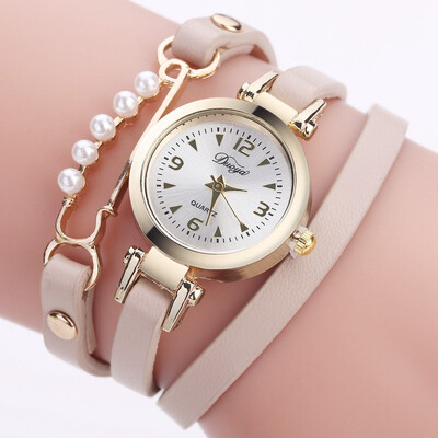 

Foreign trade hot PU leather around three circles of pearl series simple watch duoya ladies alloy bracelet watch direct sales