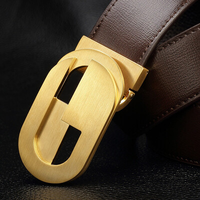 

Belt mens leather copper buckle buckle belt male youth middle-aged business high-grade belt mens gift list