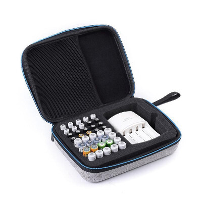 

Battery Storage Box Holds 40 Batteries AA AAA with Mesh Pocket for Chargers Shockproof Hard Carrying Case Bag Holder Organizer Con