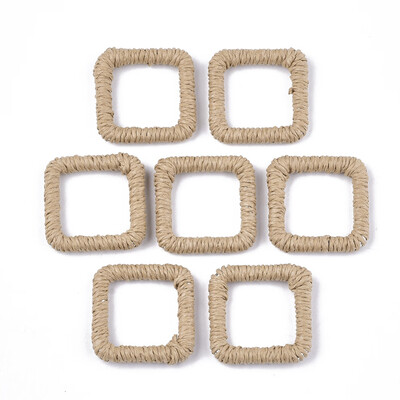 

Handmade Woven Linking Rings Paper Imitation Raffia Covered with Plastic Square BurlyWood 3637x3637x58mm Inner Measure 25