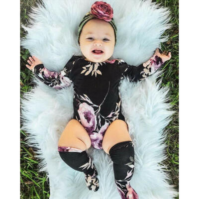 

Newborn Infant Baby Girl Floral Romper Jumpsuit Bodysuit Socks Clothes Outfits