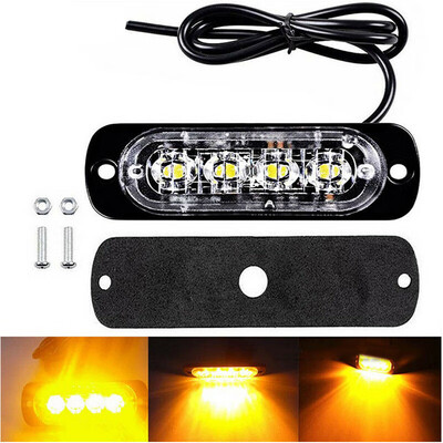 

12-24V 12W 4LED Yellow Truck Van Bar Off-road Car Urgent Warning Fog Light Lamp
