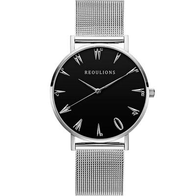 

Relogio Feminino New Creative Watch Luxury Metal Mesh Band Stainless Steel Quartz Wristwatch Women Lady Silver Rose Watches