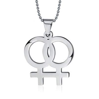 

Hot Trendy Colorful Stainless Steel Pendant Necklace Pride Lesbian Gay Couple Lapel Necklace For Men Women Fashion Jewelry Gift
