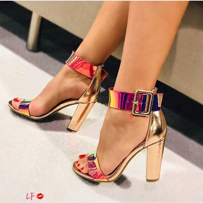 

Rose Women Sexy Nightclub High Heel Sandals Pumps Sequined Ankle Strap Party Shoes