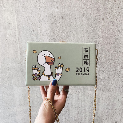 

Ins super fire pack summer small bag cute print duck chain bag Japan&South Korea womens bag new 2019 Messenger bag