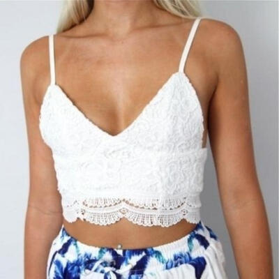 

New Women Sexy Fit Bralet Bra V Neck Camisole Lace Tank Vest Bustier Crop Tops