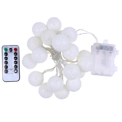 

20LED Cotton Balls Garland String Lights Fairy Lamp Holiday Bedroom Decor