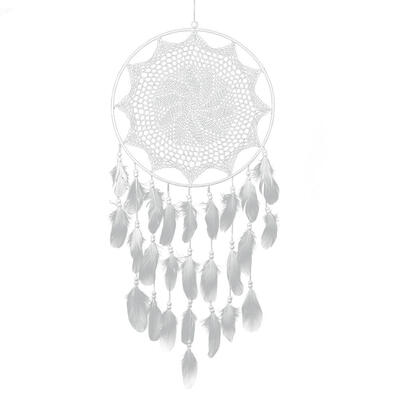 

433 White Floral Dream Catcher With Feathers Handmade Crafts Gift