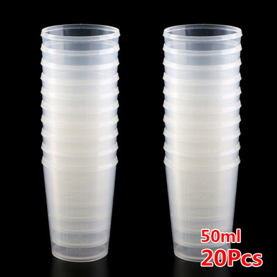 

20 Pcs 153050ml Transparent Plastics Measuring Cups Dual Scales Cup Container