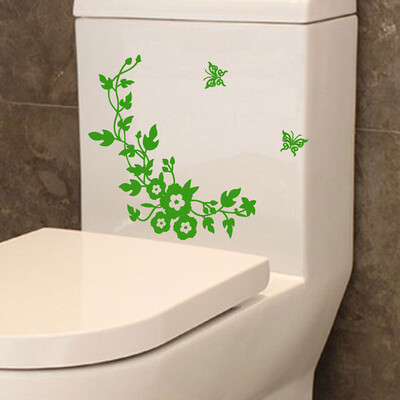 

Gobestart Flower Toilet Seat Wall Sticker Bathroom Decoration Decals Decor Butterfly Black