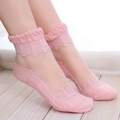 

Ultra-thin Sweet Crystal Socks Non-slip Lace Transparent Long Crystal Socks