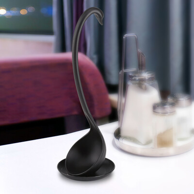 

Elegant Swan Shape Creative Kitchen Soup Ladle Spoon with Small Saucer Dish Soup Ladle Kitchen Soup Ladle