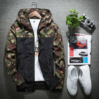 

Mens Casual Hooded Coat Slim Jacket Overcoat Thin Windbreaker Hoodie Zipper Up