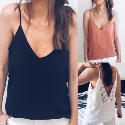 

US 2019 Women Summer Loose Sleeveless Casual Tank T-Shirt Blouse Tops Vest Solid