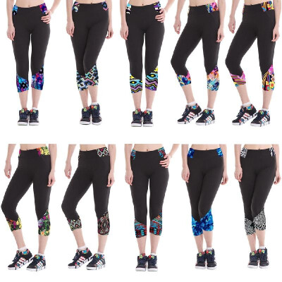 

Fashion Women Leggings Print Pattern High Waist Fitness Sports Pants Stretch Cropped Yoga Trousers