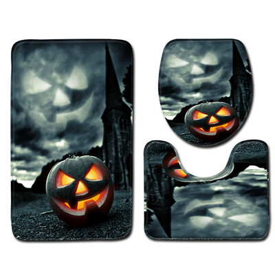 

〖Follure〗Halloween Happy Toilet Seat Cover&Rug Bathroom Set Halloween Decor