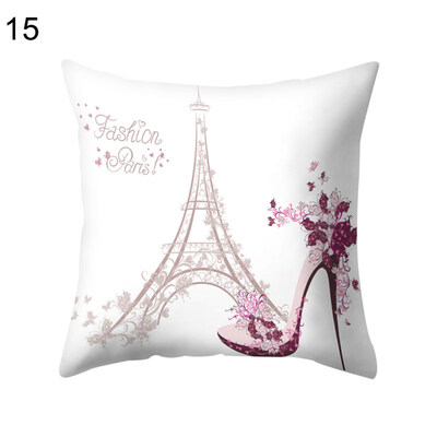 

Eiffel Tower Heart Leaf Flower Pillow Case Cushion Cover Sofa Bed Car Cafe Decor