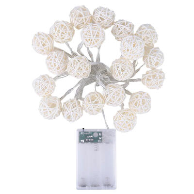

30LEDs Rattan Balls Light String Battery Operated Party Festival Decor Lamp