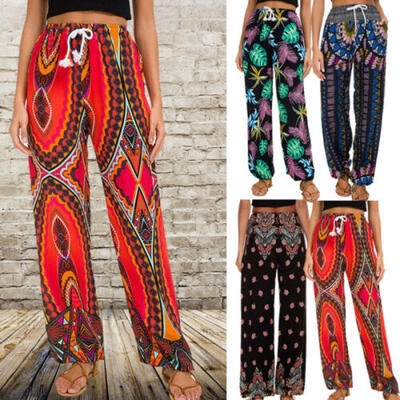 

Boho Women Baggy Harem Pants Hippie Wide Leg Gypsy Yoga Palazzo Trousers Bottoms