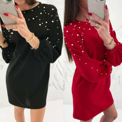 

Women Autumn Winter Long Sleeve Evening Cocktail Party Sweater Shirts Mini Dress