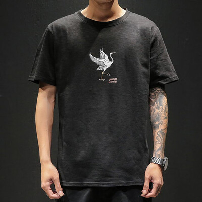 

Toponeto Mens Print Short Sleeve Solid Color Crew Neck Loose Casual T Shirt Blouse Tops