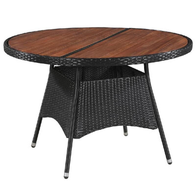 

Outdoor Dining Table Poly Rattan&Solid Acacia Wood 453"x291