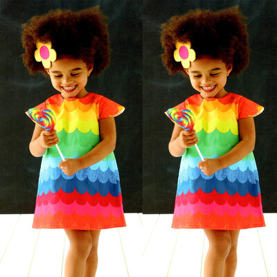 

Toddler Kids Baby Girl Rainbow Scallop Print Princess Play Dress Clothes