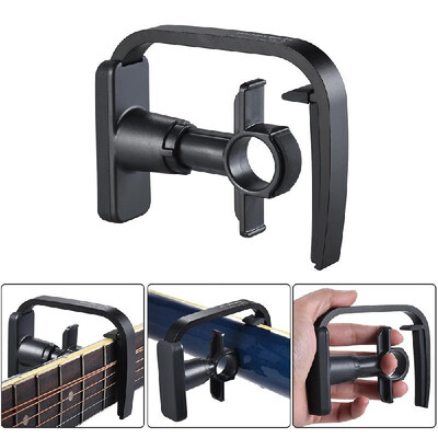 

3-Finger Version Creative Straight-press Folk Guitar Capo Clamp with 1pc Multi-thickness Guitar Pick
