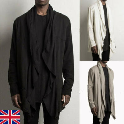 

Mens Pleated Casual Jacket Collared Long Sleeve Slim Fit Cardigan Coat Overcoat