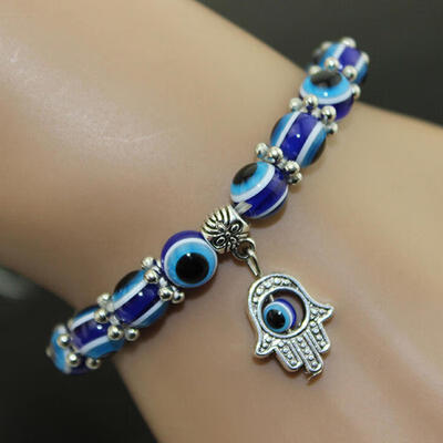 

1pcs Hamsa Fatima Hand Evil Eye Bracelet Handmade Beads Bracelet