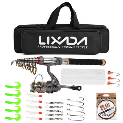 

Fishing Rod Reel Combo Carbon Fiber Telescopic Fishing Pole Spinning Reels Fishing Carrier Bag 100M Fishing Line Lures Hooks Jig H