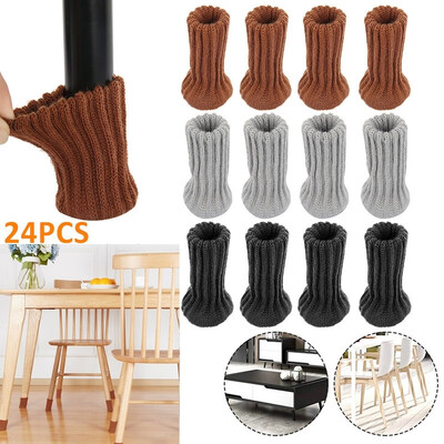 

424Pcs Lovely Chair Table Leg Socks Furniture Sleeve Cover Knit Chair Foot Anti-slip Socks Floor Protector