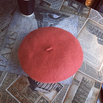 

Autumn&winter Korean version of wool beret ladies retro hair tweed casual painter hat - day simple bud hat tide