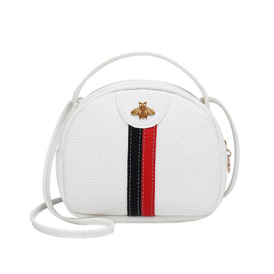 

Trend Lady Bee Metal Messenger Bag Color Striped Stitching Bag Portable Coin Purse New Product Shoulder Crossbody Bags