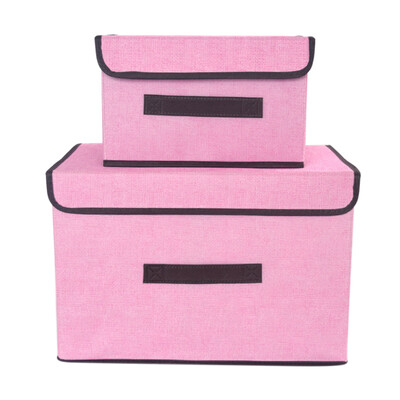 

Collapsible Non-Woven Storage Bins Baskets Boxes Containers Closet Organizers with Lids & Handles for Clothes Toys 2-Pack Pink
